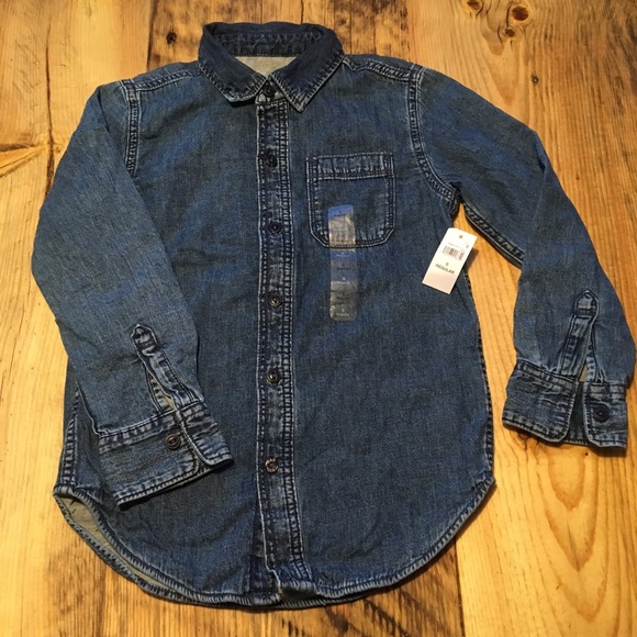 New GAP kids 6/7 lined lightweight denim shirt - Picture 2 of 8